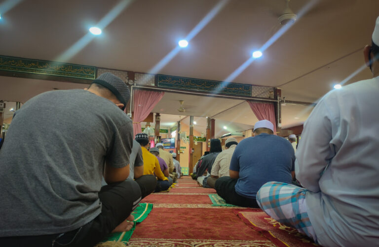 malaysia perak 4 march 2022 people listening friday sermon mosque