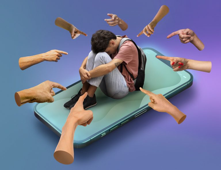 teenager being cyberbullied smartphone